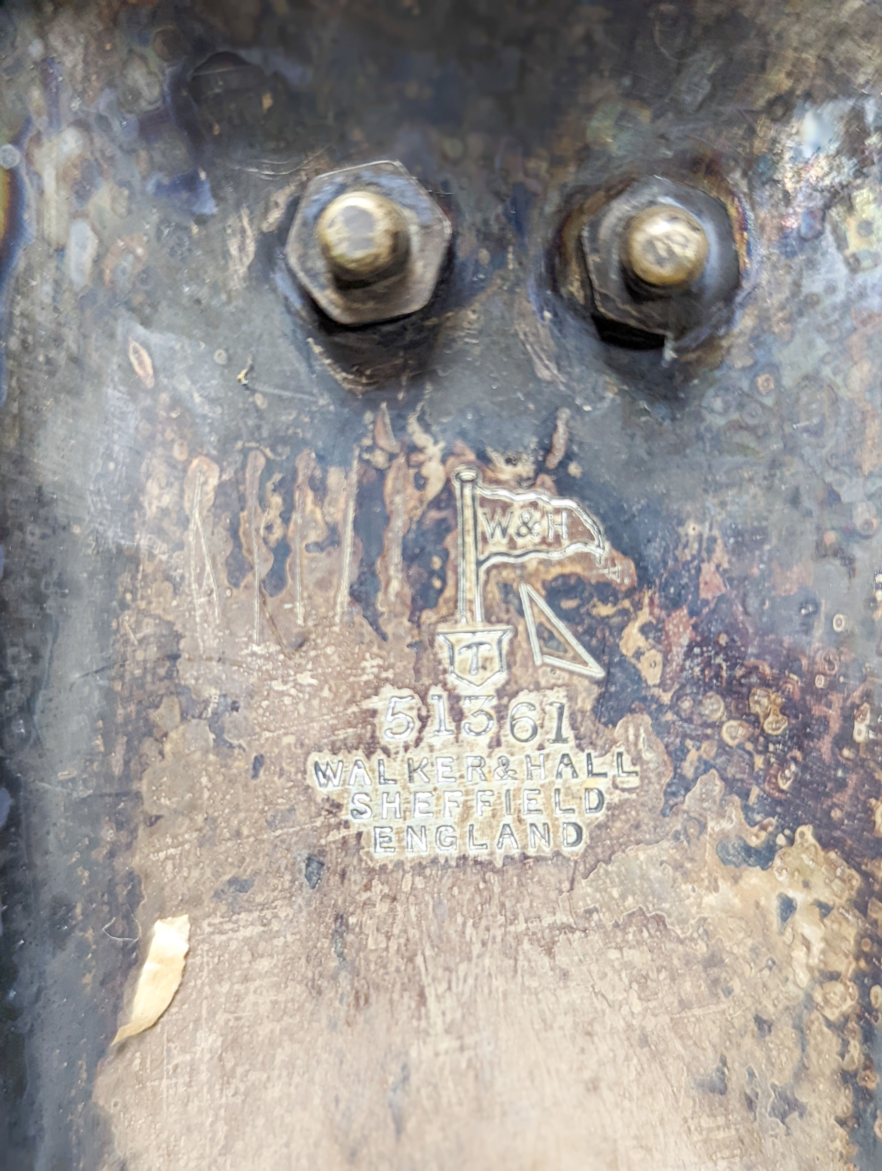 A Walker and Hall electroplate ‘Sphinx’ centrepiece 28cm